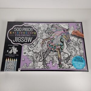 Kaleidoscope Coloring Jigsaw Puzzle 500 Pc Through the Fields- Horse Puzzle- NEW